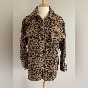 Wild Fable Women's Size Small Brown Cheetah Print Button Up Shacket Jacket NEW